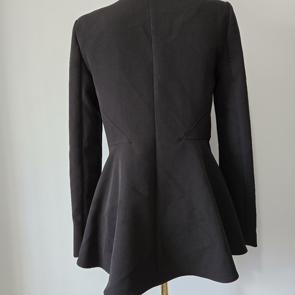 DONNA KARAN Hi Lo Ruffled Bottom Black Peplum Blazer. Size 4 - Picture 7 of 14